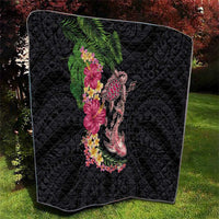 Hawaiian Tropical Plants Turtle and Shark Quilt Polynesian Art Tattoo