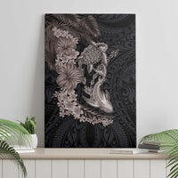 Hawaiian Tropical Plants Turtle and Shark Canvas Wall Art Polynesian Art Tattoo Grayscale Color LT03 - Polynesian Pride