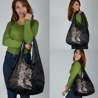 Hawaiian Tropical Plants Turtle and Shark Grocery Bag Polynesian Art Tattoo Grayscale Color LT03 - Polynesian Pride