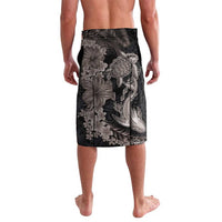 Hawaiian Tropical Plants Turtle and Shark Lavalava Polynesian Art Tattoo Grayscale Color