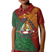 Papua New Guinea East Sepik Province Kid Polo Shirt Tribal Crocodile Birds of Paradise Melanesian Tattoo