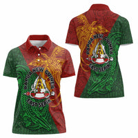 Papua New Guinea East Sepik Province Women Polo Shirt Tribal Crocodile Birds of Paradise Melanesian Tattoo