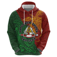 Papua New Guinea East Sepik Province Zip Hoodie Tribal Crocodile Birds of Paradise Melanesian Tattoo