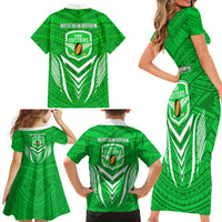 Kimbe Cutters Rugby Family Matching Short Sleeve Bodycon Dress and Hawaiian Shirt Papua New Guinea Polynesian Tattoo Green Version LT03 - Polynesian Pride