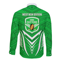 Kimbe Cutters Rugby Long Sleeve Button Shirt Papua New Guinea Polynesian Tattoo Green Version LT03 - Polynesian Pride