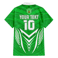 Custom Kimbe Cutters Rugby Family Matching Off Shoulder Maxi Dress and Hawaiian Shirt Papua New Guinea Polynesian Tattoo Green Version LT03 - Polynesian Pride