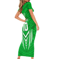 Custom Kimbe Cutters Rugby Family Matching Short Sleeve Bodycon Dress and Hawaiian Shirt Papua New Guinea Polynesian Tattoo Green Version LT03 - Polynesian Pride
