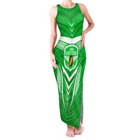 Custom Kimbe Cutters Rugby Family Matching Tank Maxi Dress and Hawaiian Shirt Papua New Guinea Polynesian Tattoo Green Version LT03 Mom's Dress Green - Polynesian Pride