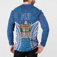 Fiji Day Button Sweatshirt Fijian Masi Tribal Hibiscus Tattoo and Tapa Pattern LT03 - Polynesian Pride