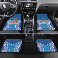 Fiji Day Car Mats Fijian Masi Tribal Hibiscus Tattoo and Tapa Pattern LT03 Set 4pcs Blue - Polynesian Pride