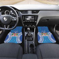Fiji Day Car Mats Fijian Masi Tribal Hibiscus Tattoo and Tapa Pattern LT03 Set 2pcs - Front Blue - Polynesian Pride