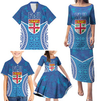 Fiji Day Family Matching Puletasi and Hawaiian Shirt Fijian Masi Tribal Hibiscus Tattoo and Tapa Pattern