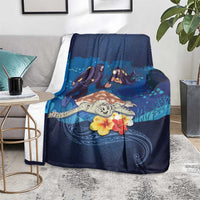 Polynesian Scuba Diving Blanket Honu with Hibiscus and Plumeria Flower and Tapa Tribal Pattern LT03 - Polynesian Pride