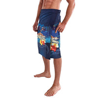 Polynesian Scuba Diving Lavalava Honu with Hibiscus and Plumeria Flower and Tapa Tribal Pattern LT03 - Polynesian Pride