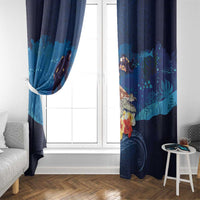 Polynesian Scuba Diving Window Curtain Honu with Hibiscus and Plumeria Flower and Tapa Tribal Pattern LT03 - Polynesian Pride