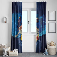 Polynesian Scuba Diving Window Curtain Honu with Hibiscus and Plumeria Flower and Tapa Tribal Pattern LT03 - Polynesian Pride