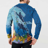 Polynesian Scuba Diving Button Sweatshirt Beauty Corals with Underwater and Polynesian Pattern LT03 - Polynesian Pride