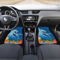 Polynesian Scuba Diving Car Mats Beauty Corals with Underwater and Polynesian Pattern LT03 Set 2pcs - Front Blue - Polynesian Pride