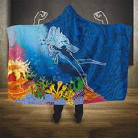 Polynesian Scuba Diving Hooded Blanket Beauty Corals with Underwater and Polynesian Pattern LT03 - Polynesian Pride