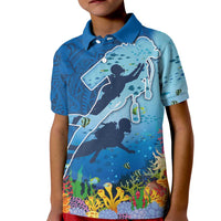 Polynesian Scuba Diving Kid Polo Shirt Beauty Corals with Underwater and Polynesian Pattern