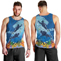Polynesian Scuba Diving Men Tank Top Beauty Corals with Underwater and Polynesian Pattern LT03 - Polynesian Pride