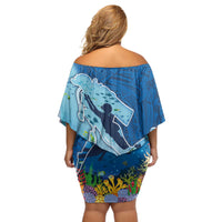 Polynesian Scuba Diving Off Shoulder Short Dress Beauty Corals with Underwater and Polynesian Pattern LT03 - Polynesian Pride