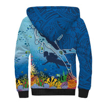 Polynesian Scuba Diving Sherpa Hoodie Beauty Corals with Underwater and Polynesian Pattern LT03 - Polynesian Pride