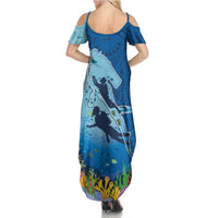 Polynesian Scuba Diving Summer Maxi Dress Beauty Corals with Underwater and Polynesian Pattern LT03 - Polynesian Pride