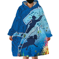 Polynesian Scuba Diving Wearable Blanket Hoodie Beauty Corals with Underwater and Polynesian Pattern LT03 - Polynesian Pride