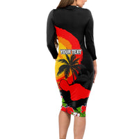 Custom Hawaii Maui Island Long Sleeve Bodycon Dress Maui Map With Tropical Forest Sunset Vibe LT03 - Polynesian Pride
