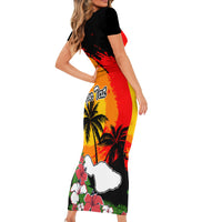 Custom Hawaii Maui Island Short Sleeve Bodycon Dress Maui Map With Tropical Forest Vintage Style LT03 - Polynesian Pride