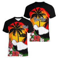 Custom Hawaii Maui Island Women V Neck T Shirt Maui Map With Tropical Forest Vintage Style LT03 - Polynesian Pride