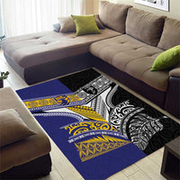 Rugby Niue and Aotearoa Area Rug Hiapo with Maori Moko Tribal Heritage Tattoos - Polynesian Pride