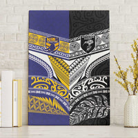 Rugby Niue and Aotearoa Canvas Wall Art Hiapo with Maori Moko Tribal Heritage Tattoos - Polynesian Pride