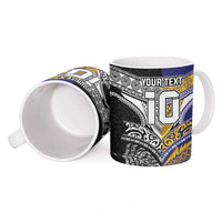 Custom Rugby Niue and Aotearoa Ceramic Mug Hiapo with Maori Moko Tribal Heritage Tattoos - Polynesian Pride