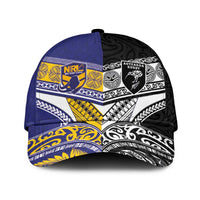 Niue and Aotearoa Rugby Classic Cap Hiapo with Maori Moko Tribal Heritage Tattoos LT03 Universal Fit Black - Polynesian Pride