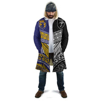 Custom Rugby Niue and Aotearoa Cloak Hiapo with Maori Moko Tribal Heritage Tattoos - Polynesian Pride