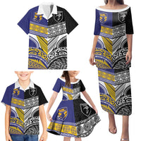 Custom Rugby Niue and Aotearoa Family Matching Puletasi and Hawaiian Shirt Hiapo with Maori Moko Tribal Heritage Tattoos - Polynesian Pride