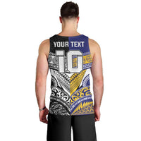 Custom Rugby Niue and Aotearoa Men Tank Top Hiapo with Maori Moko Tribal Heritage Tattoos - Polynesian Pride