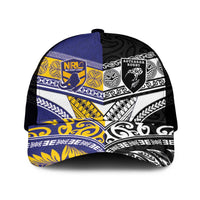 Niue and Aotearoa Rugby Mesh Trucker Cap Hiapo with Maori Moko Tribal Heritage Tattoos LT03 One Size Black Black - Polynesian Pride