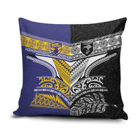 Rugby Niue and Aotearoa Pillow Cover Hiapo with Maori Moko Tribal Heritage Tattoos - Polynesian Pride