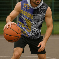 Custom Rugby Niue and Aotearoa Sleeveless Hoodie Hiapo with Maori Moko Tribal Heritage Tattoos - Polynesian Pride