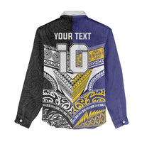Custom Rugby Niue and Aotearoa Women Casual Shirt Hiapo with Maori Moko Tribal Heritage Tattoos - Polynesian Pride