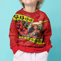 Hawaii Christmas Kid Ugly Christmas Sweater Hula Girl Hibiscus With Hawaiian Style Tribal Fabric Patchwork LT03 - Polynesian Pride