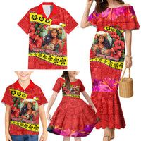 Personalised Hawaii Christmas Family Matching Mermaid Dress and Hawaiian Shirt Hula Girl Hibiscus With Hawaiian Style Tribal Fabric Patchwork LT03 - Polynesian Pride