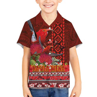 Hawaii KaʻUla Wena ʻIʻiwi Family Matching Off Shoulder Maxi Dress and Hawaiian Shirt With Tropical Plants and 'Ohi'a lehua Kakau Art Tattoo