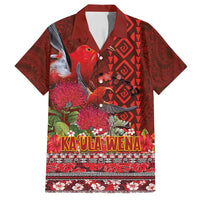 Hawaii KaʻUla Wena ʻIʻiwi Family Matching Puletasi and Hawaiian Shirt With Tropical Plants and 'Ohi'a lehua Kakau Art Tattoo