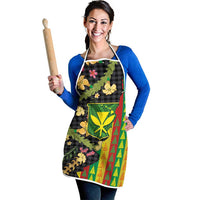 Hawaiian Tropical Plants Lei Apron Kanaka Maoli Tribal with Palaka Motifs - Polynesian Pride
