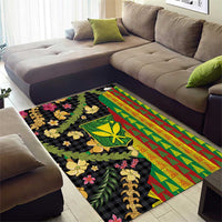 Hawaiian Tropical Plants Lei Area Rug Kanaka Maoli Tribal with Palaka Motifs - Polynesian Pride