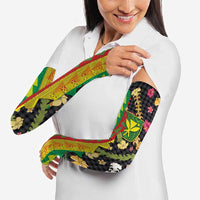 Hawaiian Tropical Plants Lei Arm Sleeves Kanaka Maoli Tribal with Palaka Motifs - Polynesian Pride